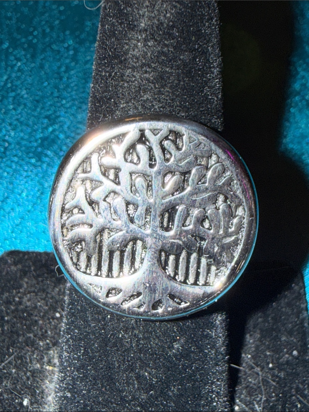 Tree of Life Silver tone rang size 8